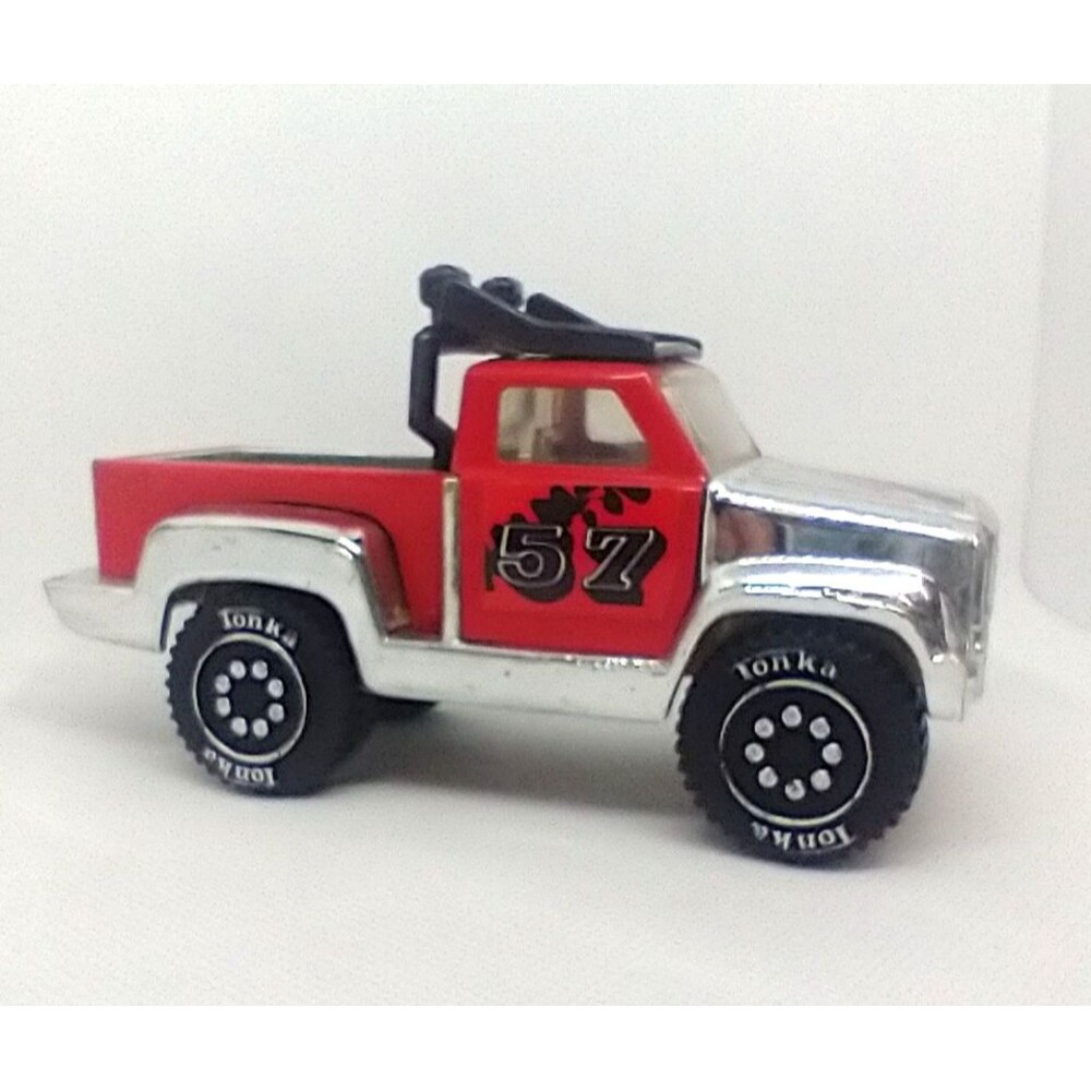 TONKA "57" RED, BLACK & SILVER DIECAST 5.5/8" inches PICKUP TRUCK 1979 Vintage